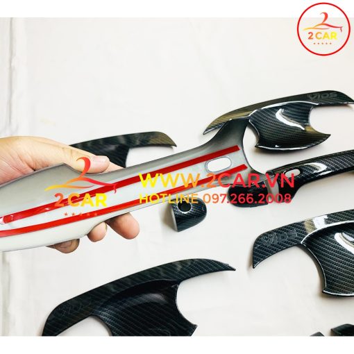 Ốp Tay nắm, Hõm Cửa carbon Xe Toyota Vios 2019- 2022 Mẫu Cacbon Hàng đẹp - Hình ảnh 5