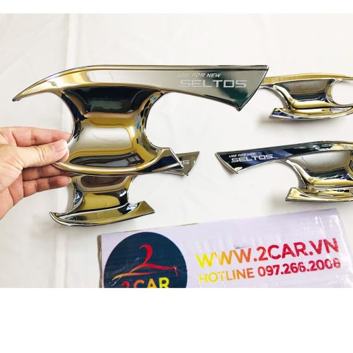 Ốp Tay nắm, Hõm Cửa, chén cửa Xe Kia SELTOS 2020, 2021, 2022 mạ crom cao cấp DÀNH CHO BẢN CÓ TỪ Premium , Luxury - Hình ảnh 6