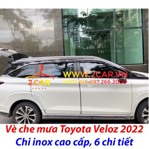 Vè che mưa, viền chắn mưa xe Toyota Veloz 2022 loại chỉ Inox 6 chi tiết cao cấp - Hình ảnh 6