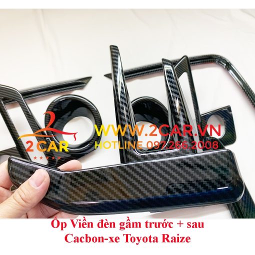 Ốp viền đèn gầm trước, sau CACBON xe Toyota Raize 2021- 2022, Vân Carbon cao cấp - Hình ảnh 6