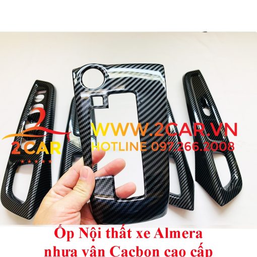 Ốp nội thất CARBON xe Nissan Almera 2021 2022 2023 Hàng nhựa ABS vân cacbon cao cấp - Ảnh 6