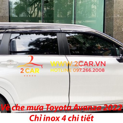 Vè che mưa, viền chắn mưa xe Toyota Avanza 2022 loại chỉ Inox 4 chi tiết cao cấp - Hình ảnh 6