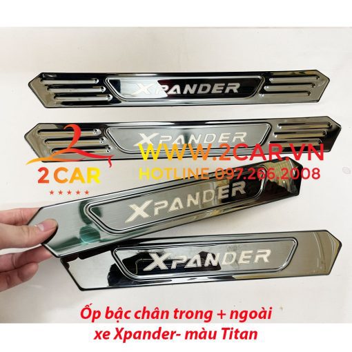 Ốp bậc cửa, nẹp bước chân trong, ngoài xe Xpander 2018- 2021, 2022, 2023 chung bản Cross chất liệu Titan cao cấp - Hình ảnh 6