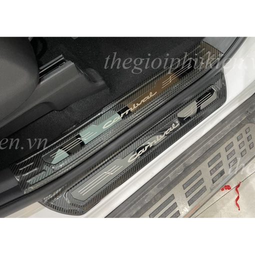 Ốp bậc cửa, Nẹp bước chân trong ngoài xe KIA Carnival 2021 - 2022- 2023 Hàng cao cấp ( Tặng kèm keo 3M) - Hình ảnh 5