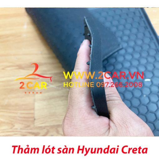 Thảm sàn, Thảm lót sàn xe Hyundai CRETA 2022 2023 cao su đúc, vân tổ ong, không mùi, MẪU NISSIN - Hình ảnh 5