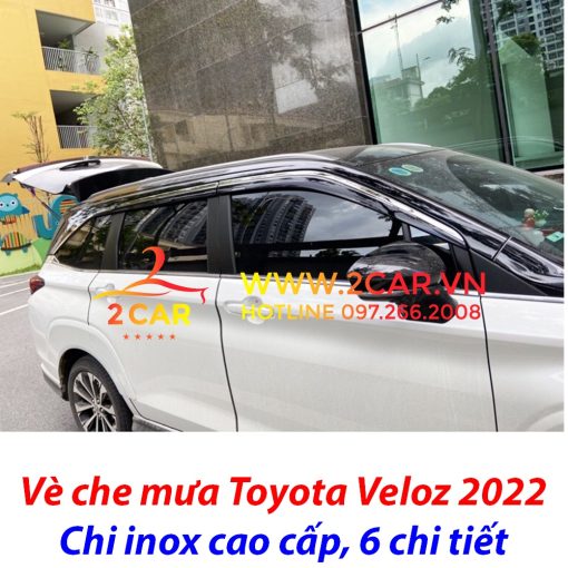 Vè che mưa, viền chắn mưa xe Toyota Veloz 2022 loại chỉ Inox 6 chi tiết cao cấp - Hình ảnh 7