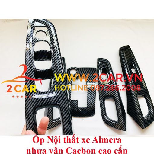 Ốp nội thất CARBON xe Nissan Almera 2021 2022 2023 Hàng nhựa ABS vân cacbon cao cấp - Ảnh 7