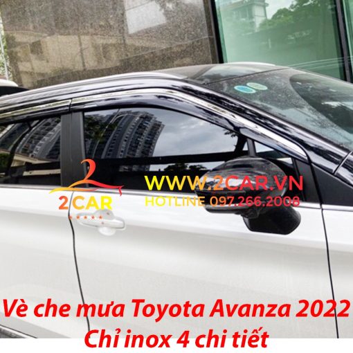 Vè che mưa, viền chắn mưa xe Toyota Avanza 2022 loại chỉ Inox 4 chi tiết cao cấp - Hình ảnh 7