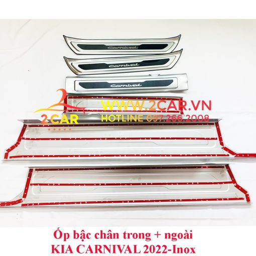 Ốp bậc cửa, Nẹp bước chân trong ngoài xe Kia CARNIVAL 2021- 2022, 2023 chất liệu Inox cao cấp - Hình ảnh 6