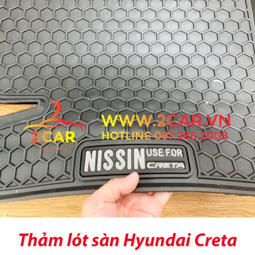 Thảm sàn, Thảm lót sàn xe Hyundai CRETA 2022 2023 cao su đúc, vân tổ ong, không mùi, MẪU NISSIN - Hình ảnh 6