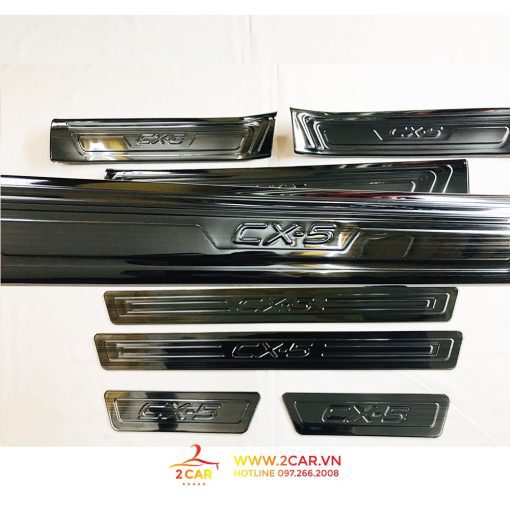 Ốp bậc cửa, nẹp bước chân Trong, Ngoài Xe Mazda Cx5 2018- 2020,2021 2022 2023 chất liệu Titan - Hình ảnh 6
