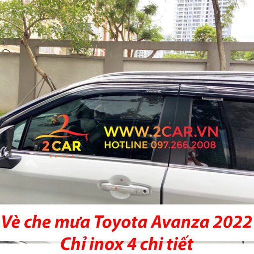 Vè che mưa, viền chắn mưa xe Toyota Avanza 2022 loại chỉ Inox 4 chi tiết cao cấp - Hình ảnh 8