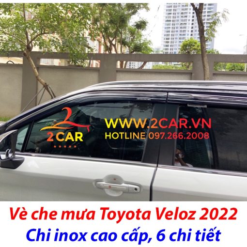 Vè che mưa, viền chắn mưa xe Toyota Veloz 2022 loại chỉ Inox 6 chi tiết cao cấp - Hình ảnh 9