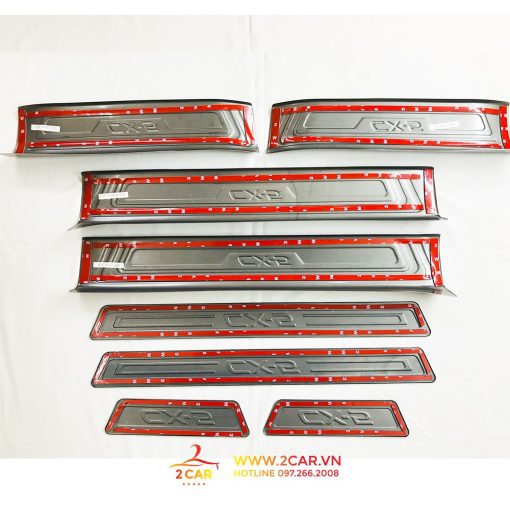 Ốp bậc cửa, nẹp bước chân Trong, Ngoài Xe Mazda Cx5 2018- 2020,2021 2022 2023 chất liệu Titan - Hình ảnh 7