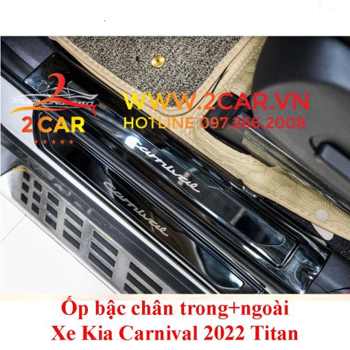 Ốp bậc cửa, Nẹp bước chân trong ngoài xe KIA Carnival 2021 - 2022- 2023 Hàng cao cấp ( Tặng kèm keo 3M) - Hình ảnh 9