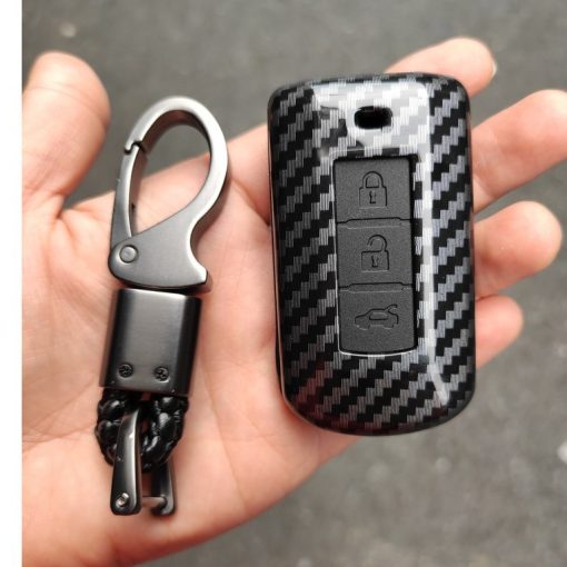 Ốp chìa khóa, bọc, bao khóa carbon xe Mitsubishi Xpander, Outlander, Attrage, Mirage, Pajero chìa thông minh vân cacbon - Hình ảnh 9