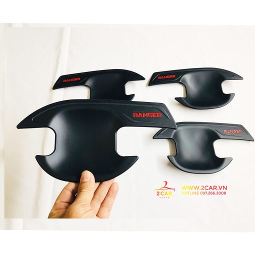 Ốp tay nắm cửa, hõm cửa, ốp đèn pha, đèn hậu, nắp xăng, tay mở cốp đen Ford Ranger 2014 - 2021- nhựa đen cao cấp - Hình ảnh 13
