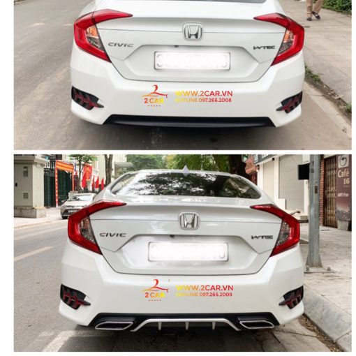 Lip Chia Pô, Lippo, líp pô Xe Honda Civic 2017 2018 2019 2020 2021 kiểu Mercedes - 2 pô
