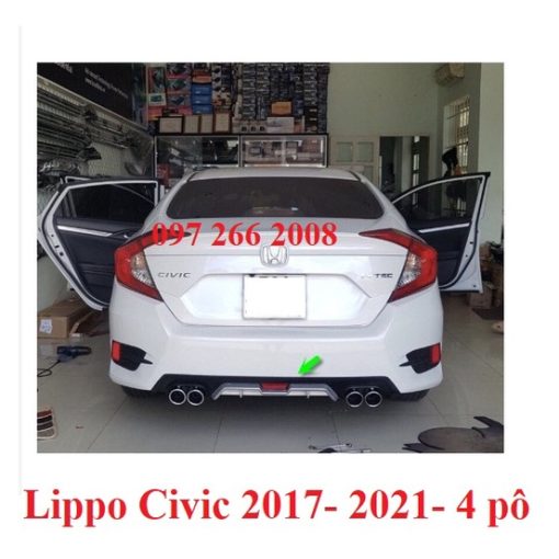 Lippo, líp pô , lip chia pô xe Honda Civic đời 2017 2018 2019 2020 2021- Mẫu 4 pô