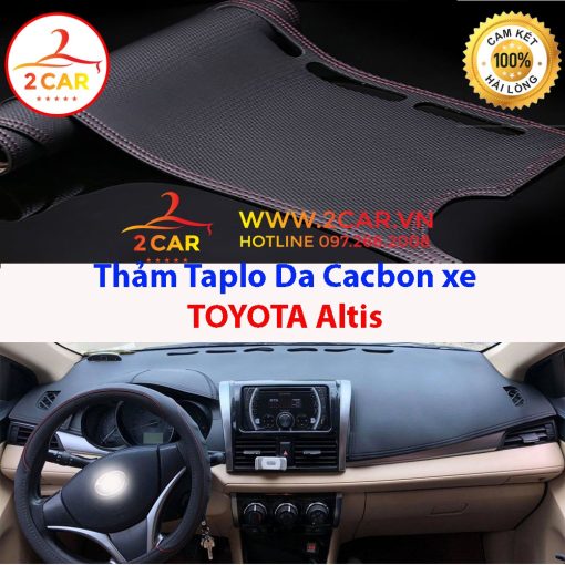 Thảm Taplo Da Cacbon Xe Toyota ALtis 2014- 2022, chống nóng tốt, chống trơn trượt, vừa khít theo xe