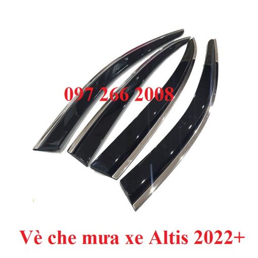 Vè che mưa chỉ INOX xe Toyota Altis 2022- 2023 - Hàng cao cấp nhất thị trường