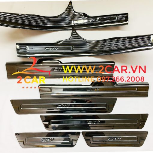 Ốp bậc chân trong, ngoài xe Honda City 2015-2020, 2021-2022 chất liệu Titan cao cấp