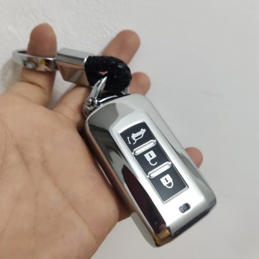 Ốp, bọc chìa khóa xe Mitsubishi Xpander, Outlander , Attrage, Mirage, Pajero- chìa thông minh- Mẫu SILICON MẠ TRẮNG