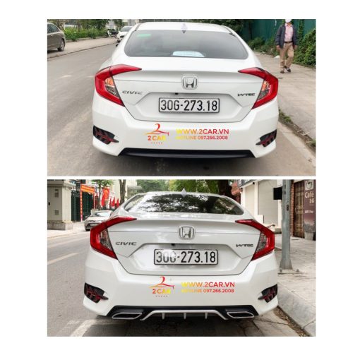 Lip Chia Pô, Lippo, líp pô Xe Honda Civic 2017 2018 2019 2020 2021 kiểu Mercedes - 2 pô - Hình ảnh 3
