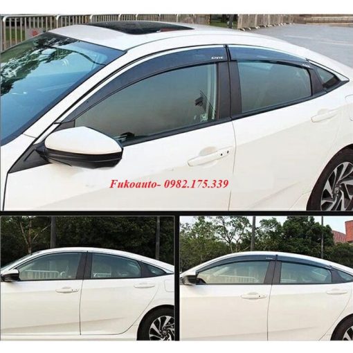Vè che mưa xe Honda Civic 2022 2023 - Chỉ inox cao cấp 6 chi tiết liền cong kính siêu đẹp - Hình ảnh 3