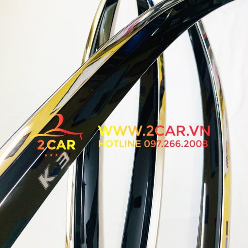 VÈ CHE MƯA XE KIA K3 2021-2022 nhựa đen viền chỉ INOX cao cấp - Hình ảnh 3