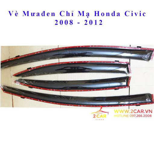 Vè che mưa xe Honda Civic 2007 - 2021 chỉ mạ crom cao cấp - Hình ảnh 4