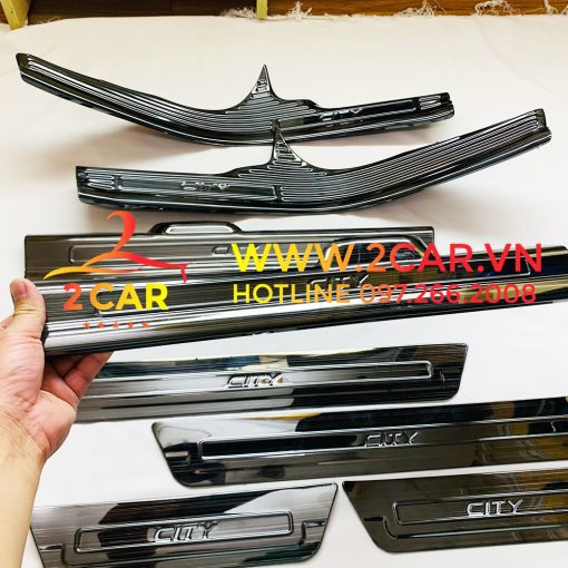 Ốp bậc chân trong, ngoài xe Honda City 2015-2020, 2021-2022 chất liệu Titan cao cấp - Hình ảnh 4