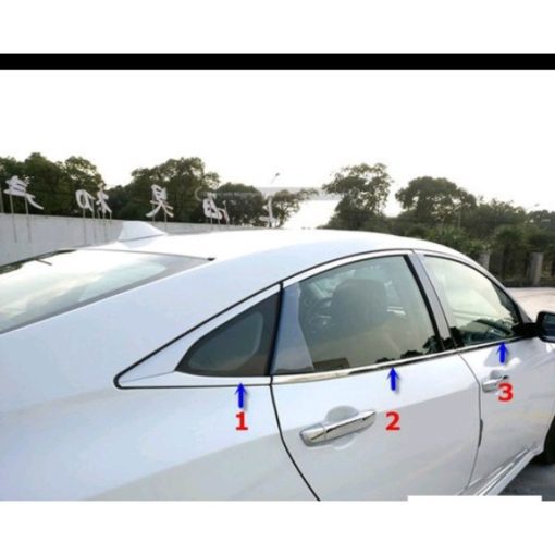 Nẹp Viền Chân Kính Inox Xe Honda Civic 2017 2018 2019 2020 2021- Hàng cao cấp - Hình ảnh 4
