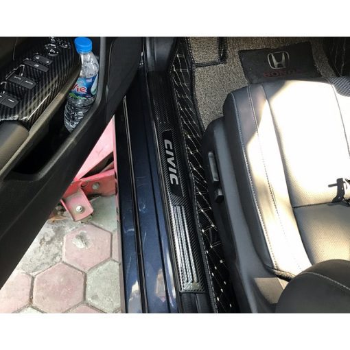 Ốp bậc cửa, nẹp bước chân, chống trầy bậc cốp trong ngoài Carbon xe Honda Civic 2022, 2023 vân cacbon cao cấp - Hình ảnh 4