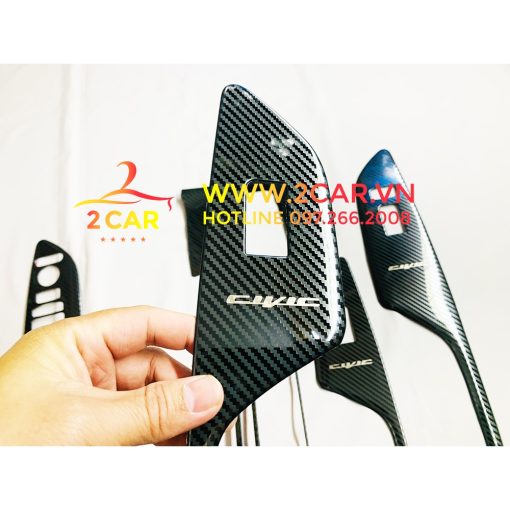 Ốp nội thất Carbon xe Honda Civic 2017 - 2021 Vân Cacbon cao cấp, Hàng Kim loại - Hình ảnh 5