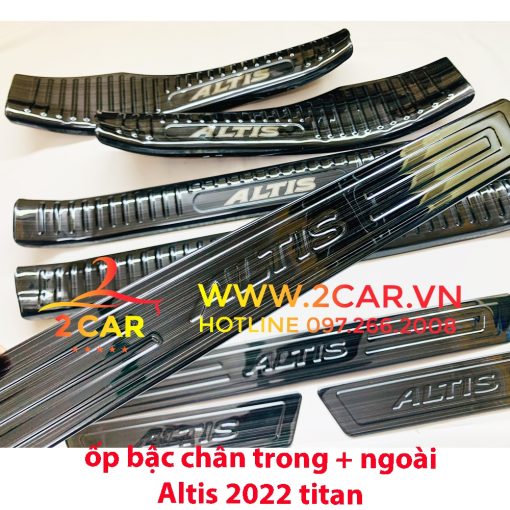 Ốp bậc cửa, nẹp bước chân trong ngoài TOYOTA ALTIS 2022+ chất liệu Titan cao cấp - Hình ảnh 5