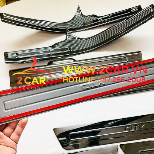 Ốp bậc chân trong, ngoài xe Honda City 2015-2020, 2021-2022 chất liệu Titan cao cấp - Hình ảnh 5