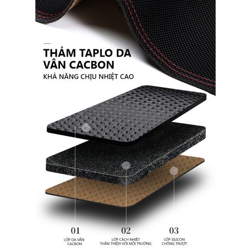Thảm taplo da carbon xe Kia K3/ Cerato 2015 2016 2017 2018 Hàng 3 lớp chống trượt cao cấp - Hình ảnh 5