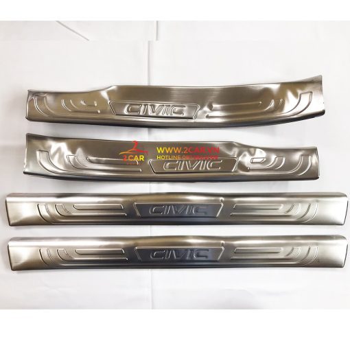 Ốp Bậc Cửa, Nẹp Bước Chân Trong, Ngoài Xe Honda Civic 2016 - 2021 Chất liệu inox cao cấp - Hình ảnh 6