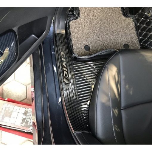 Ốp bậc cửa, nẹp bước chân, chống trầy bậc cốp trong ngoài Carbon xe Honda Civic 2022, 2023 vân cacbon cao cấp - Hình ảnh 6