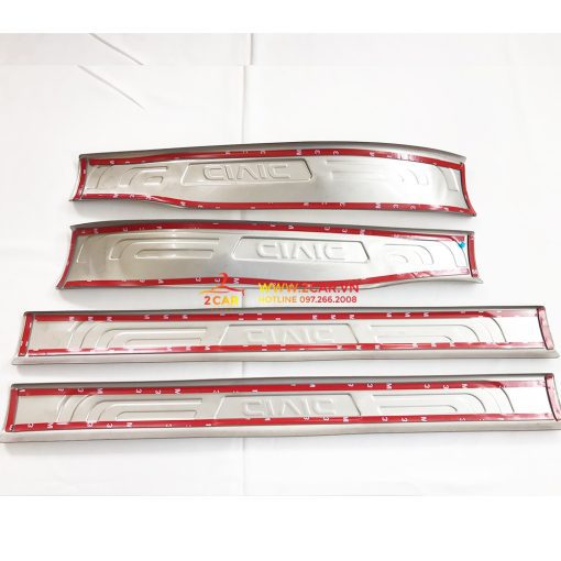 Ốp Bậc Cửa, Nẹp Bước Chân Trong, Ngoài Xe Honda Civic 2016 - 2021 Chất liệu inox cao cấp - Hình ảnh 7