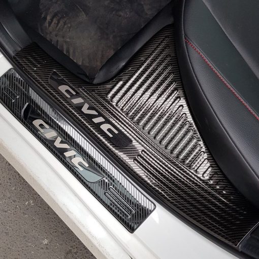 Ốp bậc cửa, Nẹp bước chân trong ngoài CARBON Xe Honda Civic 2016- 2021, 2022, 2023 vân cacbon cao cấp - Hình ảnh 7