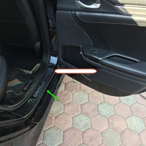 Ốp bậc cửa, nẹp bước chân, chống trầy bậc cốp trong ngoài Carbon xe Honda Civic 2022, 2023 vân cacbon cao cấp - Hình ảnh 7
