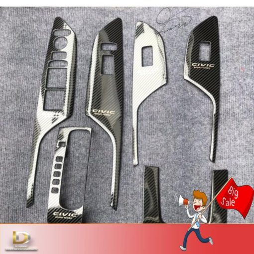 Ốp nội thất Carbon xe Honda Civic 2017 - 2021 Vân Cacbon cao cấp, Hàng Kim loại - Hình ảnh 7