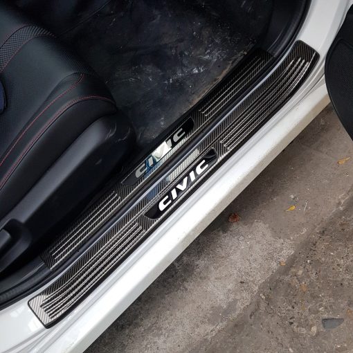 Ốp bậc cửa, Nẹp bước chân trong ngoài CARBON Xe Honda Civic 2016- 2021, 2022, 2023 vân cacbon cao cấp - Hình ảnh 8