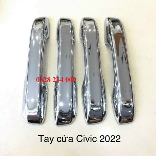 Ốp tay nắm, hõm cửa xe Honda Civic đời 2022 2023 mạ Crom sáng bóng - Hình ảnh 9