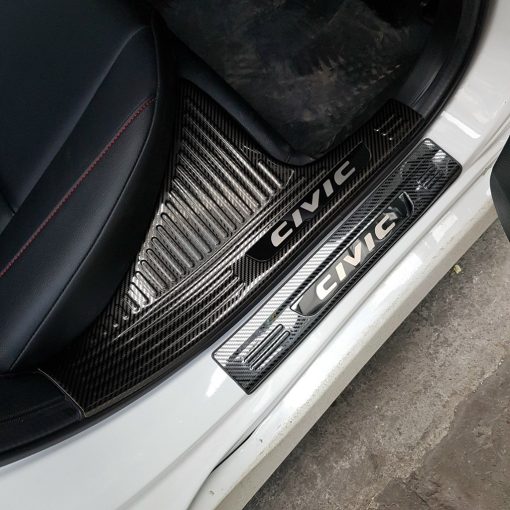 Ốp bậc cửa, Nẹp bước chân trong ngoài CARBON Xe Honda Civic 2016- 2021, 2022, 2023 vân cacbon cao cấp - Hình ảnh 9