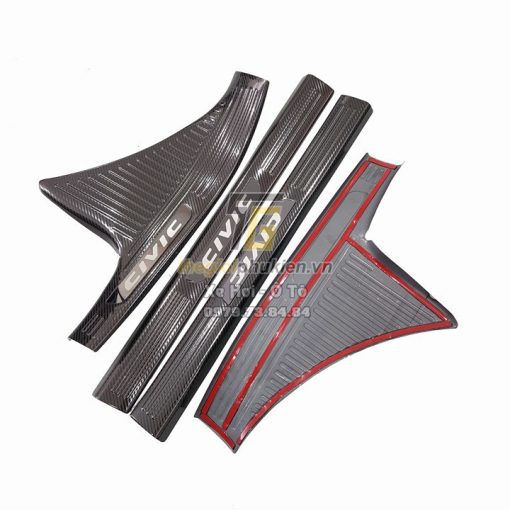 Ốp bậc cửa, Nẹp bước chân trong ngoài CARBON Xe Honda Civic 2016- 2021, 2022, 2023 vân cacbon cao cấp - Hình ảnh 12
