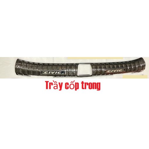 Ốp bậc cửa, nẹp bước chân, chống trầy bậc cốp trong ngoài Carbon xe Honda Civic 2022, 2023 vân cacbon cao cấp - Hình ảnh 12