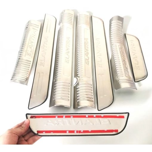 Ốp Bậc Cửa, Nẹp bước chân Trong, Ngoài Xe Huyndai Elantra 2016 2017 2018 2019 2020 2021, chất liệu Inox - Hình ảnh 13